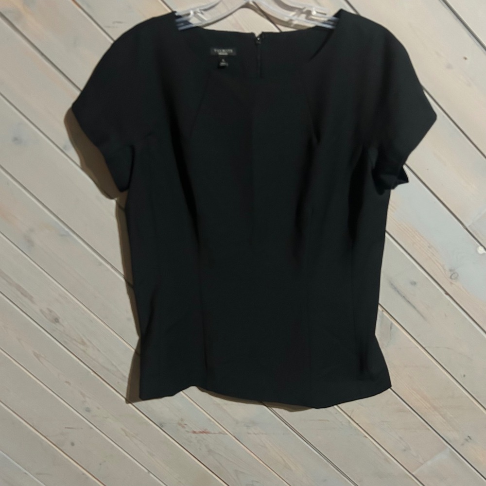Talbots Black‎ Wool Blend Short Sleeve Blouse Career Work Office Top